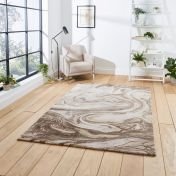 Think Rugs Florence 50031 Beige Gold Abstract Rug